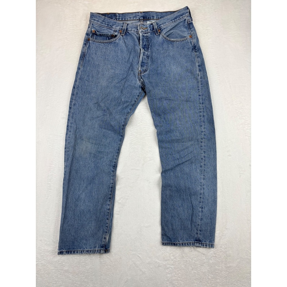 Levis 501 Vintage Indigo Mens 34x29 Light Wash Baggy Skater Fit Whiskers CB5-22